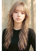 ナチュラルスパイラルロングレイヤー/ハイトーンGOLDベージュ