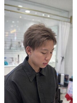 エアー 銀座タワー(AIR) メンズカットハイトーンカラーダブルカラーシルバーベージュ