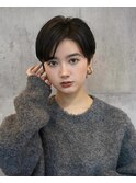 ハンサムショートセンターパート前髪なし大人クールショート