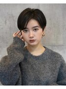 ハンサムショートセンターパート前髪なし大人クールショート