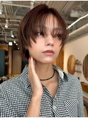 顔周りレイヤーカットくびれヘアミルクティーベージュカラー韓国