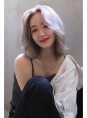 【Blanc/天王寺】ホワイトアッシュ＿外ハネボブ＿ペールカラー