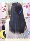 #ブルー#インナーカラー#ブルーブラック#セミロングヘア#艶髪