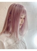ホワイトピンク×ミディ
