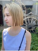 ハイトーン　ミニボブ　ワンレン　小顔