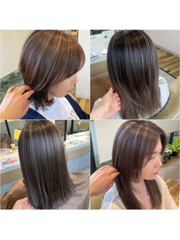 ジュール フィノン(Jour finon)の写真/白髪染めだけど透明感を。細めのハイライトでデザインとして活かして楽しむグレイカラー