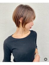 サラジュ 西宮北口店(SARAJU)&nbsp;透明感ベージュショートボブ前髪サイド