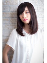 エルデ ナインズ ヘアー スタンド 川口店(elde 9's HAIR STAND)&nbsp;28モーブカラーのワイドバングで大人かわいいくびれミディ 川口