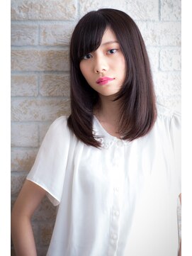 エルデ ナインズ ヘアー スタンド 川口店(elde 9's HAIR STAND) 28モーブカラーのワイドバングで大人かわいいくびれミディ 川口