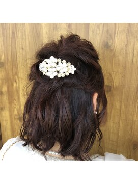 ブルー(BLUE) アレンジハーフアップ