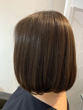 ツムグ 代官山店(TUMUGU) 大人可愛いワンレンボブ/白髪ぼかし脱白髪染めショコラベージュ