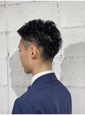 かき上げヘア七三オールバックツーブロックボディパーマ