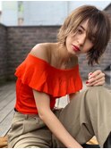 大人かわいい前髪セシルカットココアブラウンフリンジウェーブ