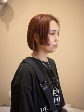 ネロ ヘアサロン ネイビー 渋谷(NERO HAIRSALON NAVY) 【渡邊将大】　ボブ　ステップカット　オレンジカラー