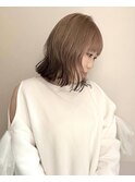 肩上ボブ/ベージュカラー/エンドカラー/裾カラー/デザインカラー