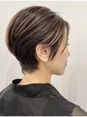 丸みショート・ボブ/丸顔/前髪なし/絶壁解消/３0代/４0代/長め