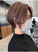 表参道白髪ぼかしくびれショートボブアッシュベージュ40代50代