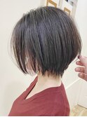 ホワイトグレージュミニウルフデジタルパーマチェリーブラウン
