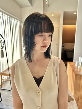 マイン(mine) レイヤーカット×オリーブベージュ