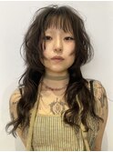 マレットヘアウルフパーマミディアムレイヤーハイレイヤーウルフ