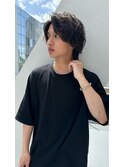 センターパートウルフパーマ緩めツイストスパイラルパーマ