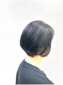 小顔/ショートボブ/黒髪/艶カラー/30代40代50代/ひし形/ショート