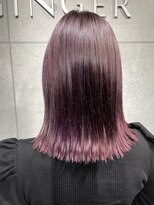 ジンジャー(GINGER)&nbsp;ブリーチ×パープル×切りっぱなし×ボブ