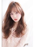 ピンクブラウン×ゆるふわロング