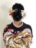 マイン(MINe) 成人式　ふわふわ　まとめ髪　ドライフラワー　ヘアセット　振袖