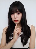 黒髪ロング/前髪あり/韓国風/顔周りレイヤー/髪質改善
