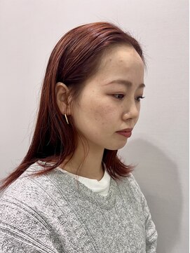 バイユアオウンフラワーズコロンカバ(buy your own flowers : kava) 大人可愛いブリーチなしオレンジベージュ伸ばしかけ外ハネミディ