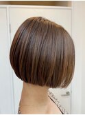 小顔グラデーションボブ×艶髪×艶カラー