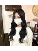#プルエクステ#黒髪#神ロング