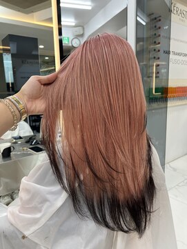 ラピス 渋谷本店(Lapis) エンドカラー/ピンクベージュ/デザインカラー/レイヤーカット