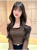 レイヤーカット くびれ巻き ブルーブラック 顔まわりカット