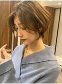 大人ショート/レイヤーカット/透明感ラテベージュ