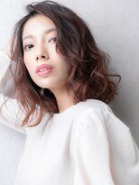 カバーヘア ブリス 志木南口駅前店(COVER HAIR bliss) 淡いピンクエンドカラーブリーチなし波巻きウェーブ20代30代W