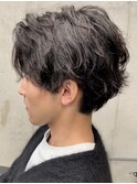 メンズ/アップバング/ツーブロックマッシュ/束感ショート/波巻き