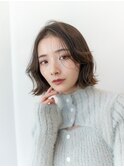 20代30代大人かわいい/グレージュカラー/ショートボブ/小顔/前髪
