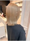 福山人気美容室 ブリーチあり透明感ハイトーンくすみベージュ