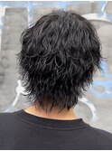 【SNSバズりスタイル】波巻きウルフパーマメンズミディアム