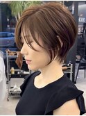 静岡ショートカット切りっぱなしボブくびれショートグレイカラー