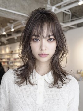 ノラ シブヤ(NORA) ハッシュカットミディアムレイヤーウルフボブ顔まわりレイヤー