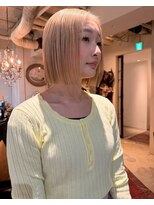 グッドフェローズ キタホリエ(GoodFellas kitahorie)&nbsp;自然なレイヤーを活かしたハイトーンボブブリーチデザインカラー