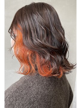 ラフィスヘアー シャルム 渋谷店(La fith hair charme) インナーオレンジ×ミディアムスタイル