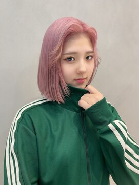 ジーナ 札幌(Zina) 美髪＊切りっぱなしボブ＊ペールピンク＊髪質改善【Zina札幌】