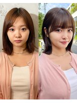 ノラ ヘアーサロン(NORA HAIR SALON) ナチュラル小顔前髪あり後れ毛サイドバング結べるボブくびれヘア