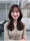 メルティカラー似合わせカットフェミニンロング韓国レイヤー