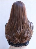 髪質改善ベージュブラウンロングレイヤーカットフェミニンロング