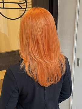 ミーム 原宿 表参道(meme) !ダブルカラーハイトーンケアブリーチペールオレンジ#原宿